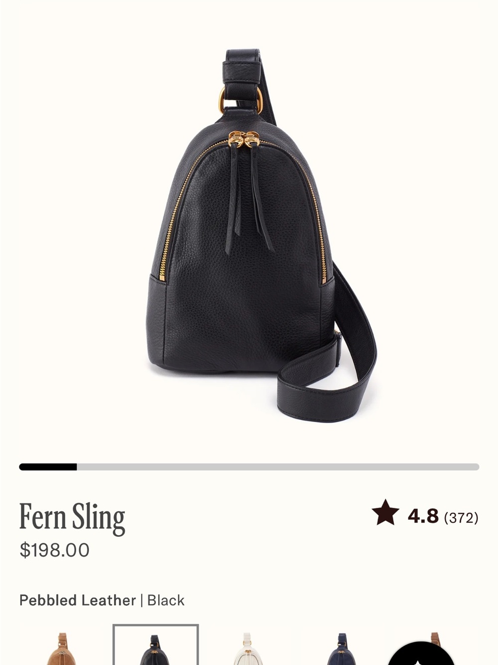 HOBO Fern Sling Black Pebbled Leather Crossbody